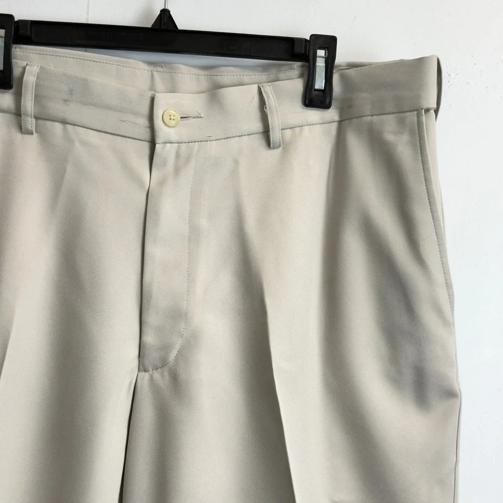 Pro Tour Coolplay Mens 38 Tan Golf Shorts Flat Front Khaki Polyester Expandable